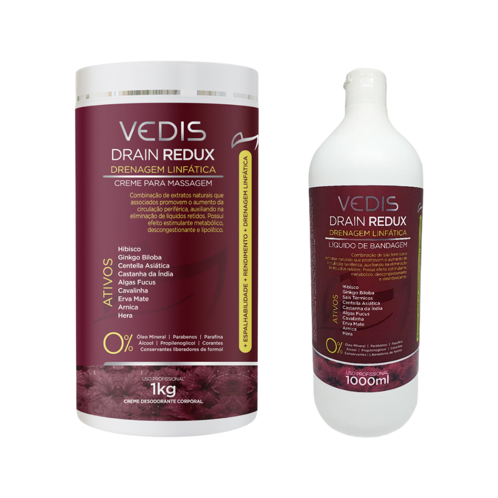 Kit Creme Drain Redux  Creme Drenagem Linfática + Líquido Para Bandagem Vedis