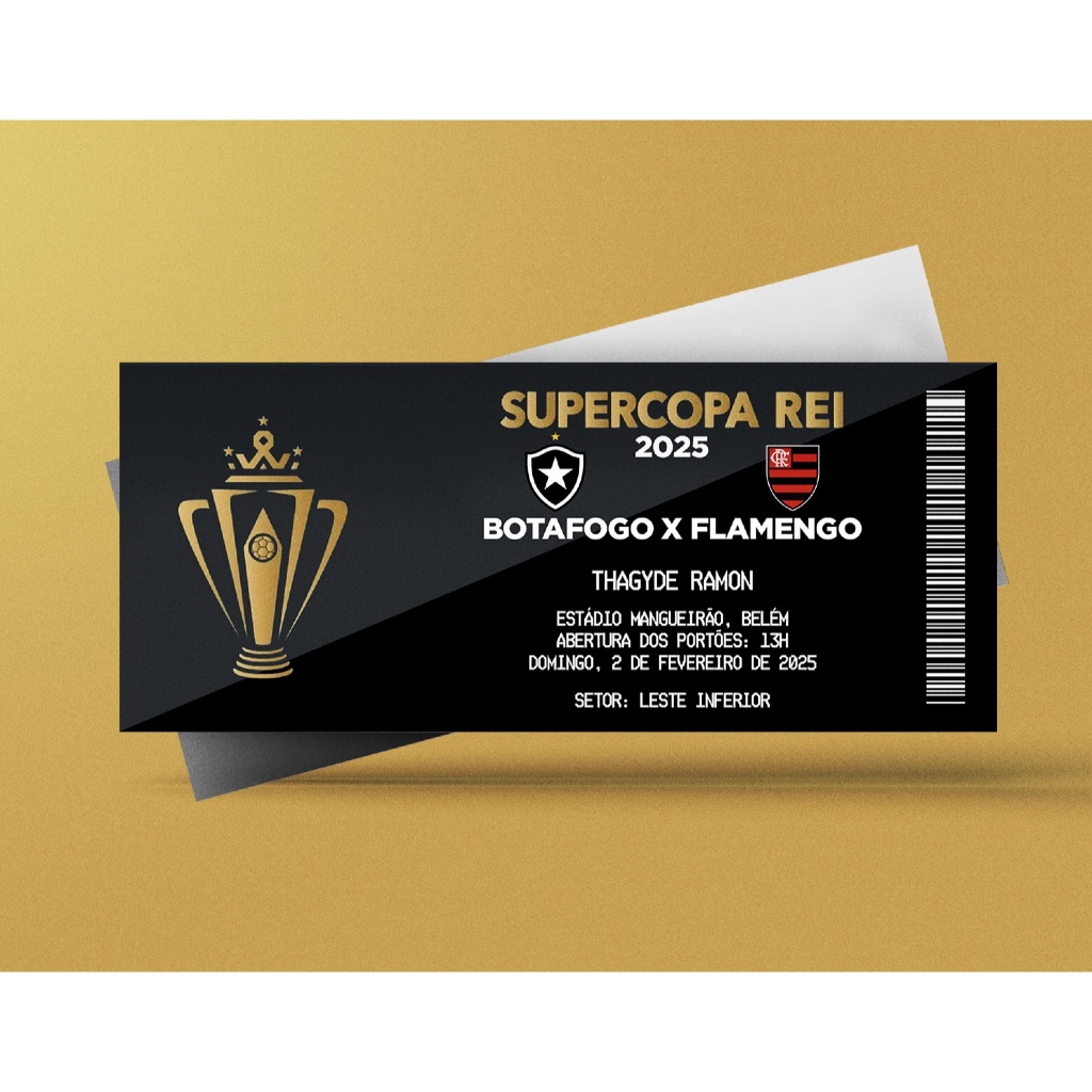 Ingresso Holográfico Personalizado Supercopa Rei 2025 - Botafogo x Flamengo