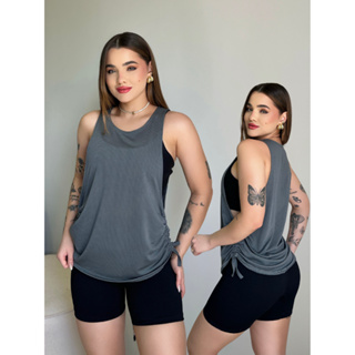 Regata Dry Fit Feminina Blusa Academia Fitness Tapa Bumbum Amarração na Lateral Básica Estilosa em Oferta na Shopee