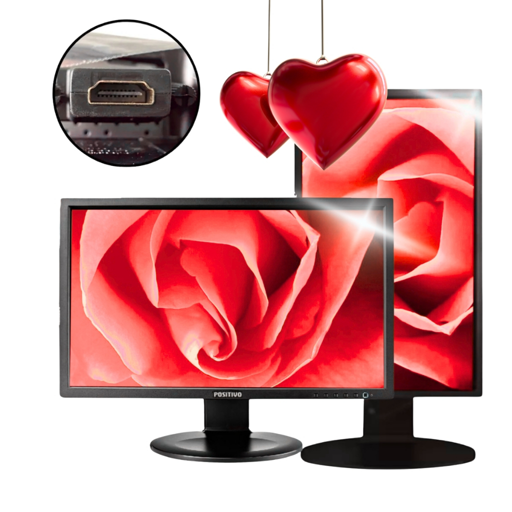 Monitor Tela Giratória Escritórios Trabalho Segunda Tela Chat LED 19 Polegada HDMI Positivo/I o