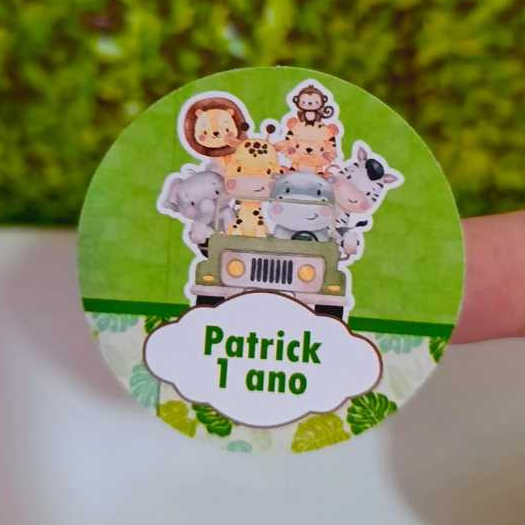 54 Adesivos 5x5 Safari Baby Personalizados-Etiquetas-Aniversário-Lembrancinhas- Adesivos Para Tubetes-Latinhas