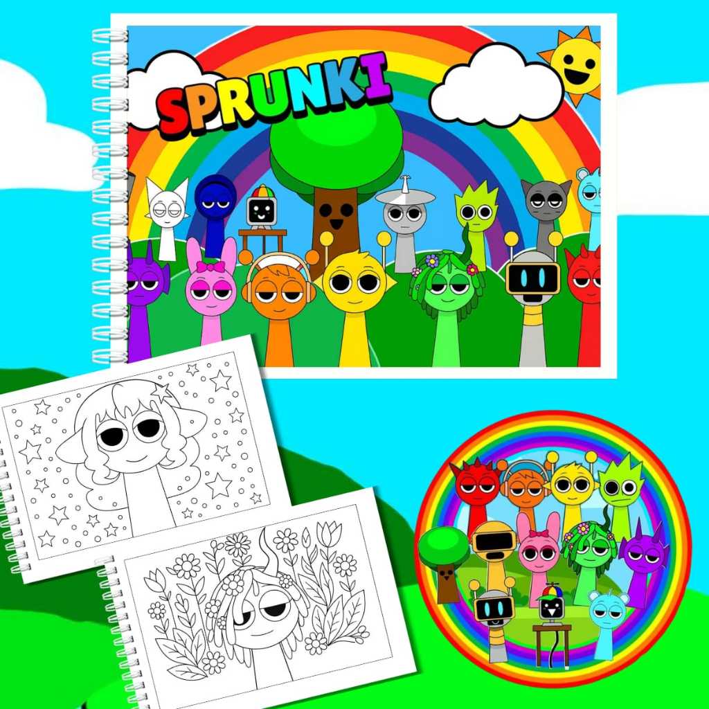 Livro de colorir SPRUNKI |  Capa dura | folhas grossas 180g | 35 folhas em Oferta na Shopee