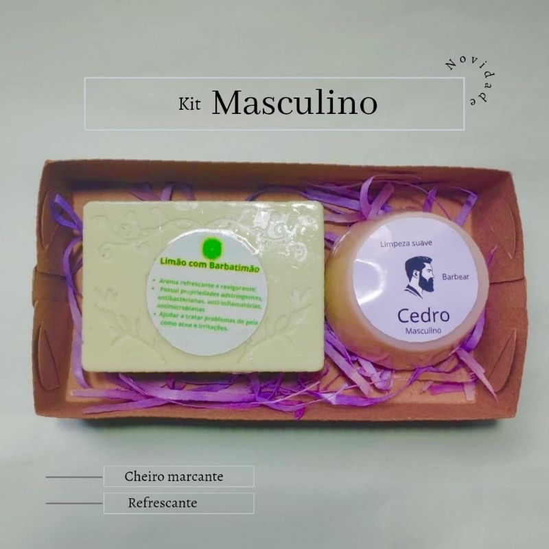 Kit Masculino (Limão com barbatimão+ Cedro) Sabonete Artesnal