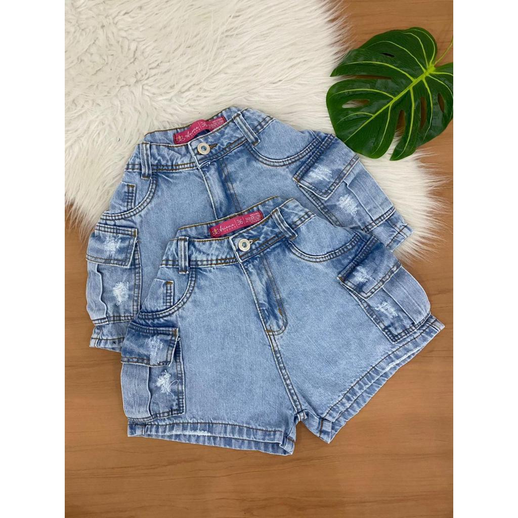 SHORT JEAN SFEMININO ARIENE JEANS 100% CINTURA ALTA em Oferta na Shopee