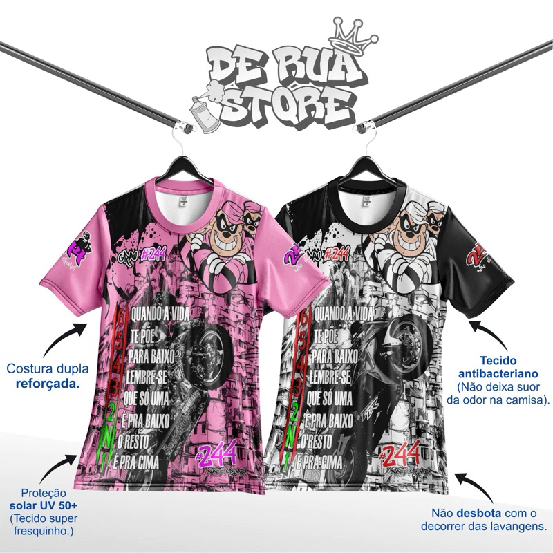Kit Casal 2 Camisetas Coyote® DeRua Grau 244 Favela Irmãos Metralha