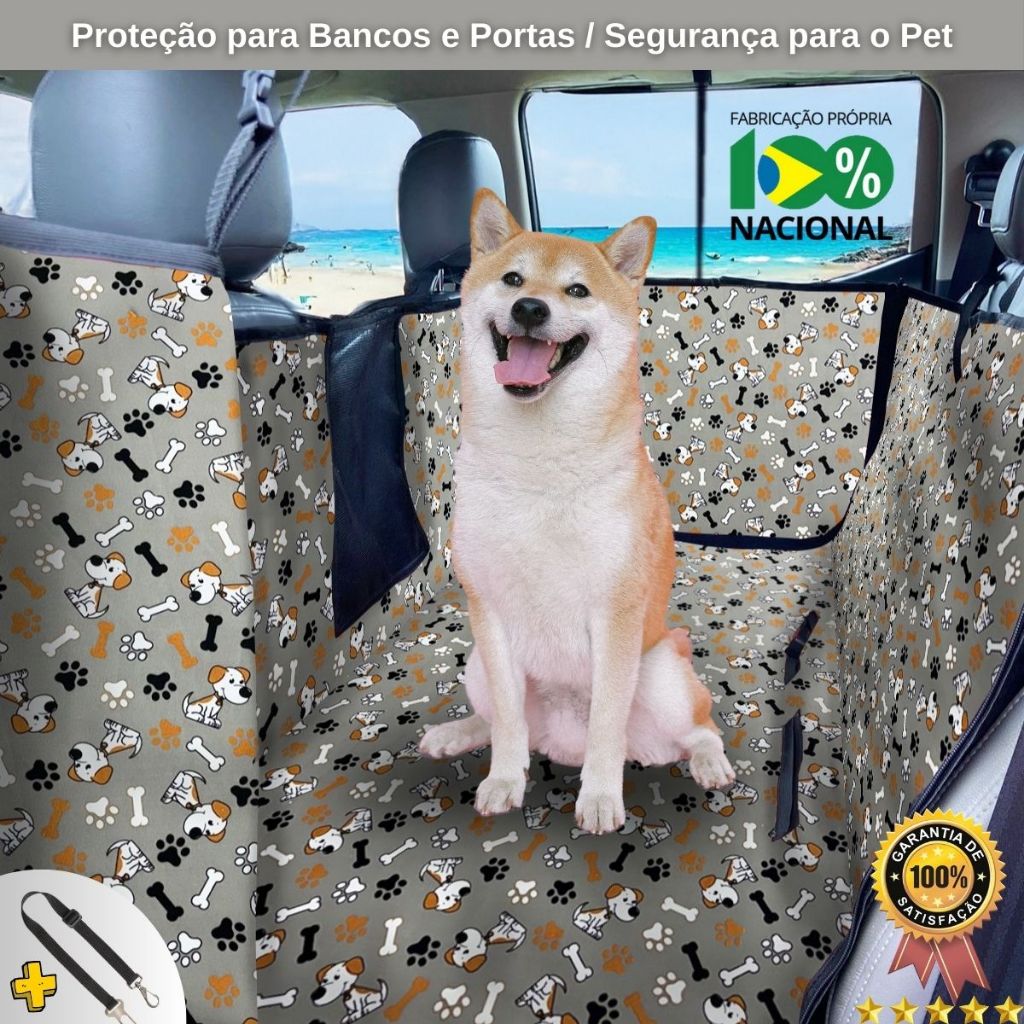 Capa Protetora Bancos em Couro Carro Transporte Pet | Impermeável | Cachorro Gato | Cinto Segurança