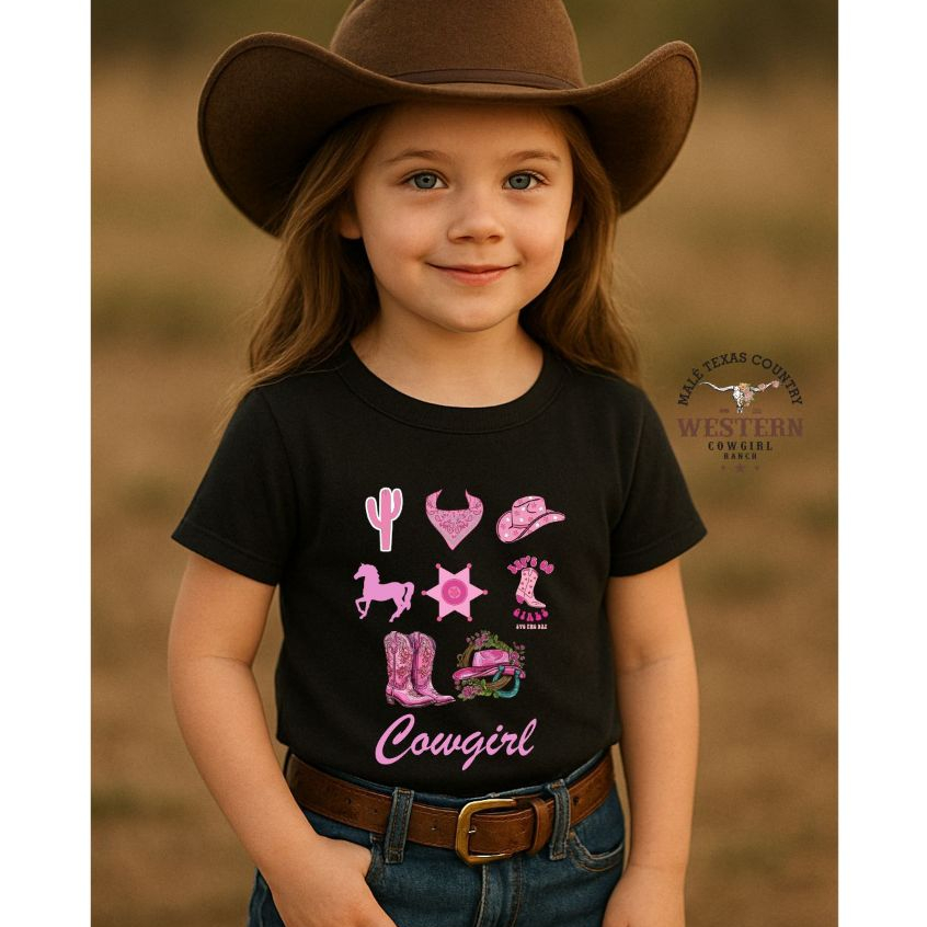 Camiseta Infantil Boiadeira Cowgirl Moda Country 100% Algodão