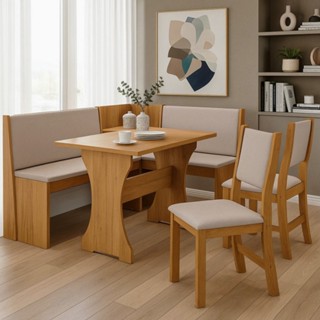 Conjunto Mesa De Jantar Canto Alemão Viero em Oferta na Shopee
