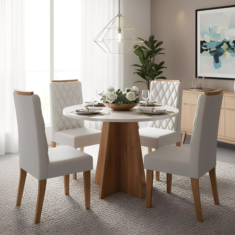 Conjunto Sala De Jantar Columbia Com 4 Cadeiras Iza em Oferta na Shopee