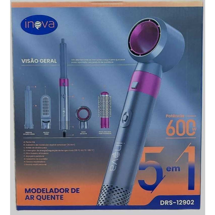 Escova Elétrica Secador 5 em 1 Modeladora Original Inova DRS-12902