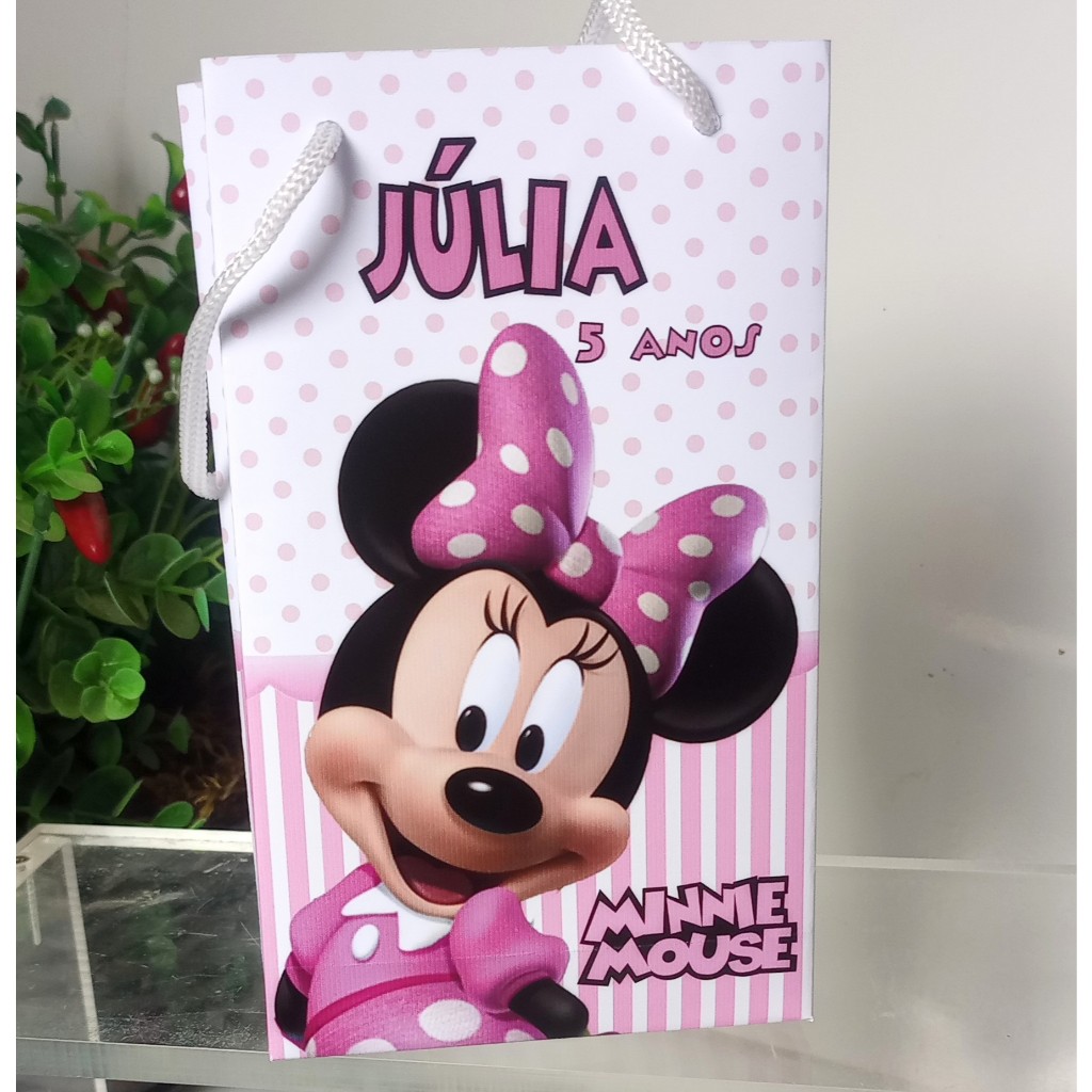 SACOLINHA PERSONALIZADA PARA LEMBRANCINHA DE  FESTA/ANIVERSÁRIO - MINNIE ROSA/MINNIE VERMELHA.