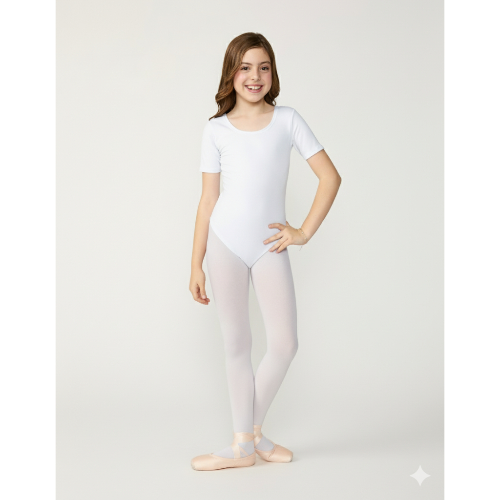 Collant Ballet Balé Infantil Manga Curta Body Cores