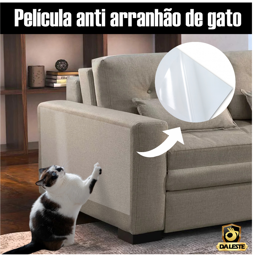 Película Adesiva Transparente Protetor Anti Arranhão/Arranhador de Gato para Sofás Cama Pet