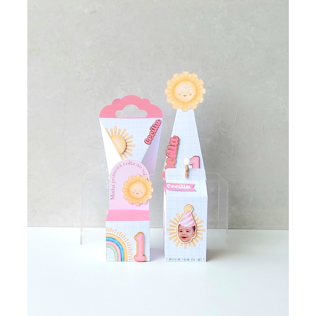 Kit Festa Primeira Volta ao Sol Menina Personalizado / Lembrancinhas / Personalizados / Aniversário / Caixinhas