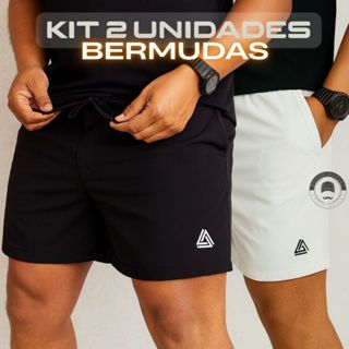 Kit 2 Bermudas Masculinas Elastano ORIGINAL  Secagem Rápida, Bolsos Laterais Conforto Casual P ao GG em Oferta na Shopee