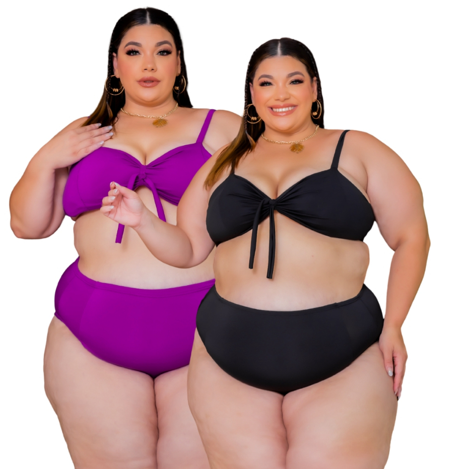 Biquíni Plus Size Com Bojo Forrado Tamanho Modelo Hot Pant 2 em 1