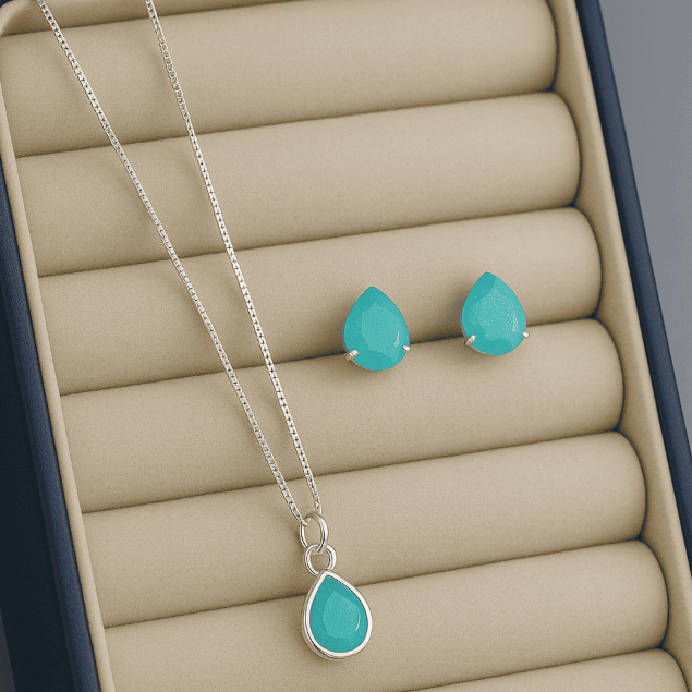 Conjunto Brinco e Colar Gota 6mm Prata 925 Legítima Delicado e Sofisticado
