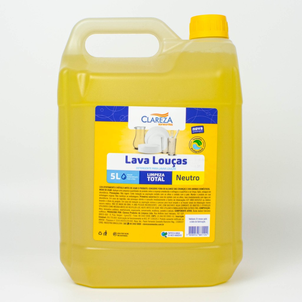 Lava-Louças Detergente 5L Clareza Limpeza Total Neutro 5L em Oferta na Shopee