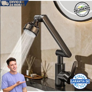 1080° Torneira De Braço Robótico Chuveiro À Prova De Respingos Banheiro Do Aerador Dois Modos em Oferta na Shopee