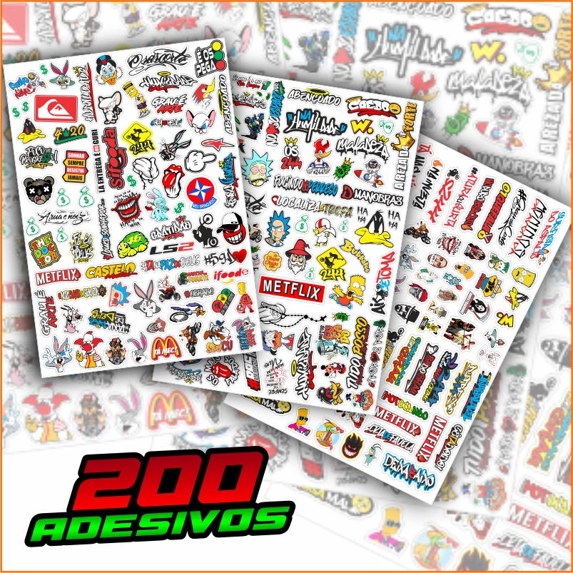 KIT 200 ADESIVOS masculino para Capacete Moto Bike Carro - Frases 244 Grau Osascorte Aranha - BRINDE em Oferta na Shopee