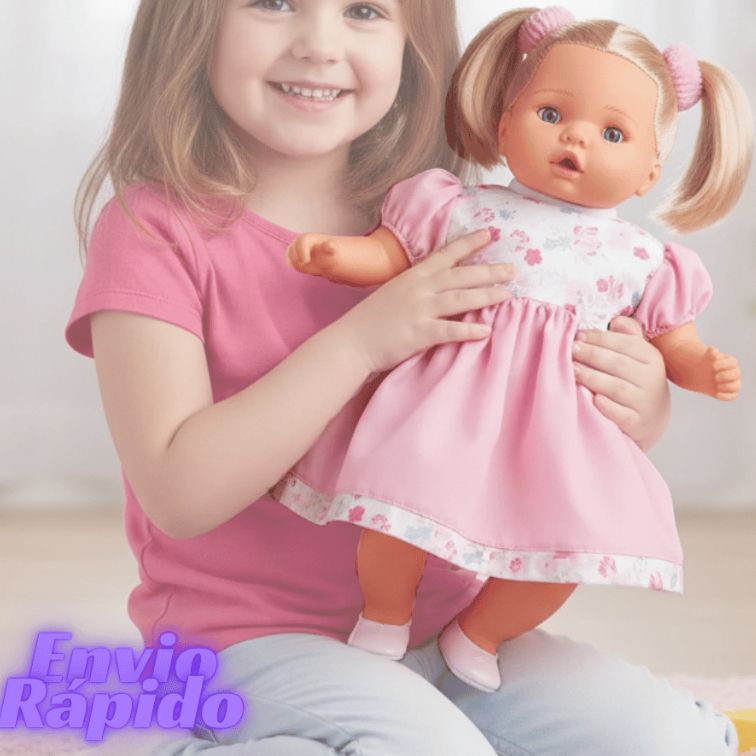 Boneca Para Menina Grande Interativa Fala 62 Frases Chora Ri Brinquedo Infantil Mamadeira Magica Angelina com Chuquinha