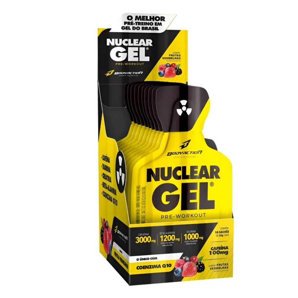 Pré-Treino Nuclear Gel Display com 10 Sachês de 25g cada – Bodyaction em Oferta na Shopee