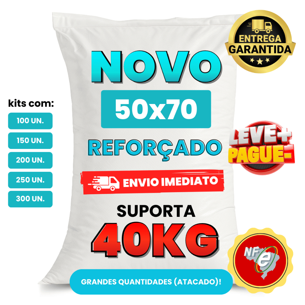 Saco Rafia 50x70 A Partir de 100 Un. Atacado Preço Fábrica Entulho Obra 40 Kg ENVIO IMEDIATO