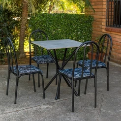 Conjunto Jogo de Mesa de Jantar com 4 Cadeiras Ana Estrutura em Ferro Preto Ideal para Salas Compactas – AV