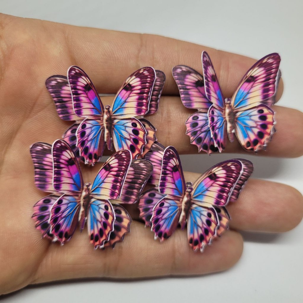 Kit 40 Borboletas Duplas em Papel 4x4cm para Decoração de Bolos, Festas, Lembrancinhas e Artesanato em Oferta na Shopee