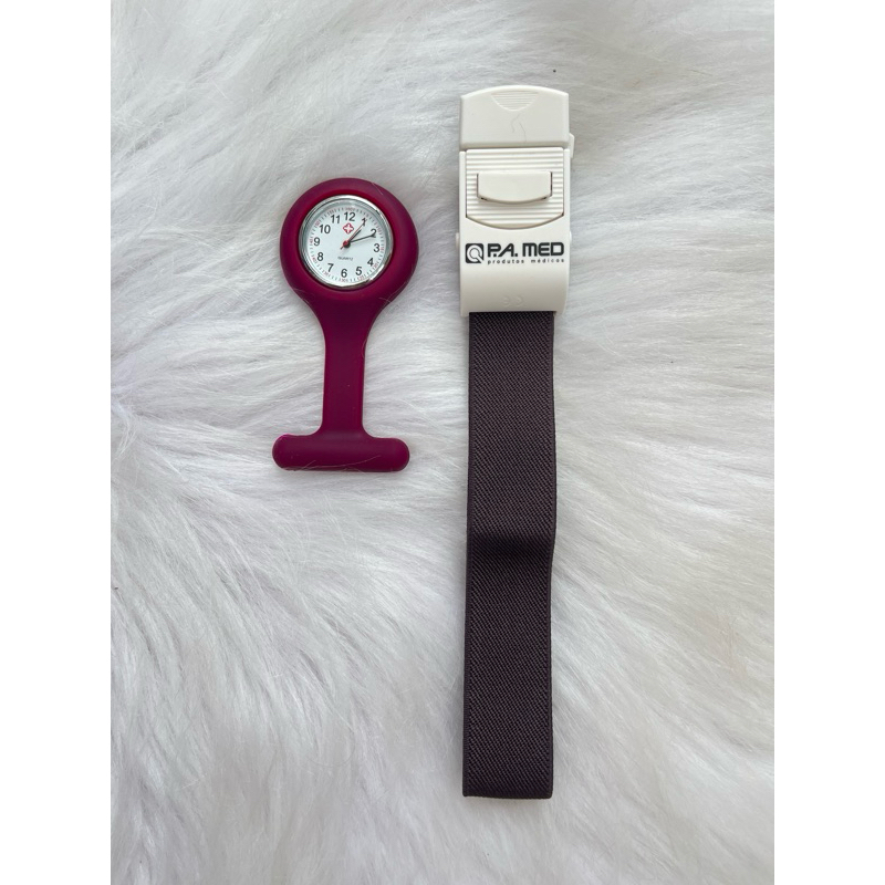 kit Enfermagem/Saúde bordo/vinho relógio de lapela e garrote com presilha