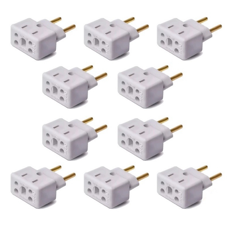 Kit 10 unid Adaptador Bob Esponja Eletro Drap - Entradas com 10A, 20A e pino chato