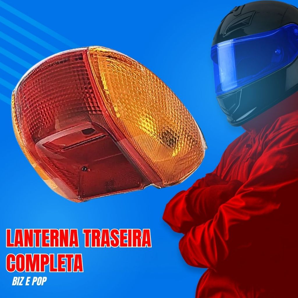 Lanterna Traseira Biz Pop 100 Completa Com Lâmpadas 1998 1999 2000 2001 2002 2003 2004 2005 2006 2007 2008 2009 a 2015 — imagem 2 de 2