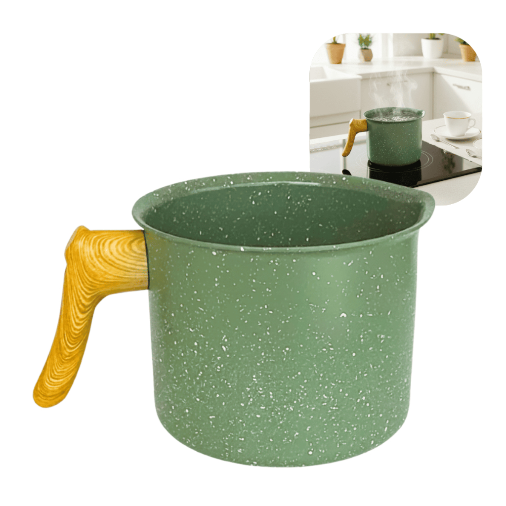 Caneca Leiteira Antiaderente para Fogão de Indução Cerâmica Resistente Verde Ferver Água Café Chá Bebidas Cooktop Caneco