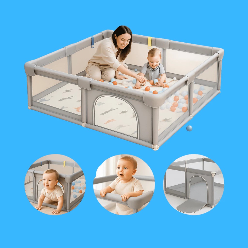Cercadinho Bebê Grande Chiqueirinho Infantil Cercado 180x150 Portátil Dobrável