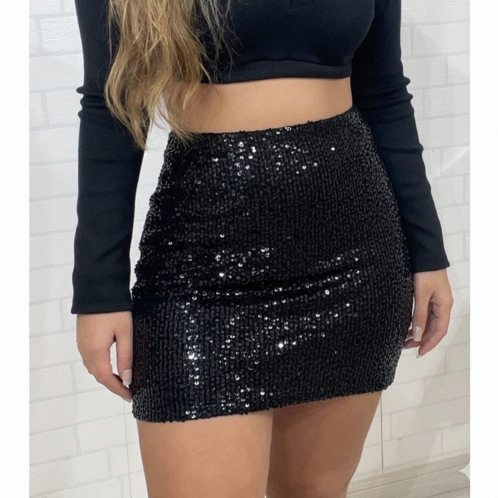 Mini Saia de Paetê SXY Brilho Forrada Premium Festa Balada Eventos Réveillon Tendência 2026 Feminina em Oferta na Shopee