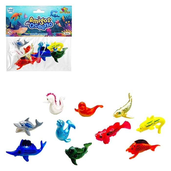 Kit animais do fundo do mar cartoon da ARTBRINK até 40 miniaturas | kits de 10, 20 ou 40 animais