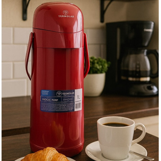 Garrafa Térmica 12H Cafe Quente Bomba Magic Pump 1L Vermelho Aurora Termolar Original em Oferta na Shopee