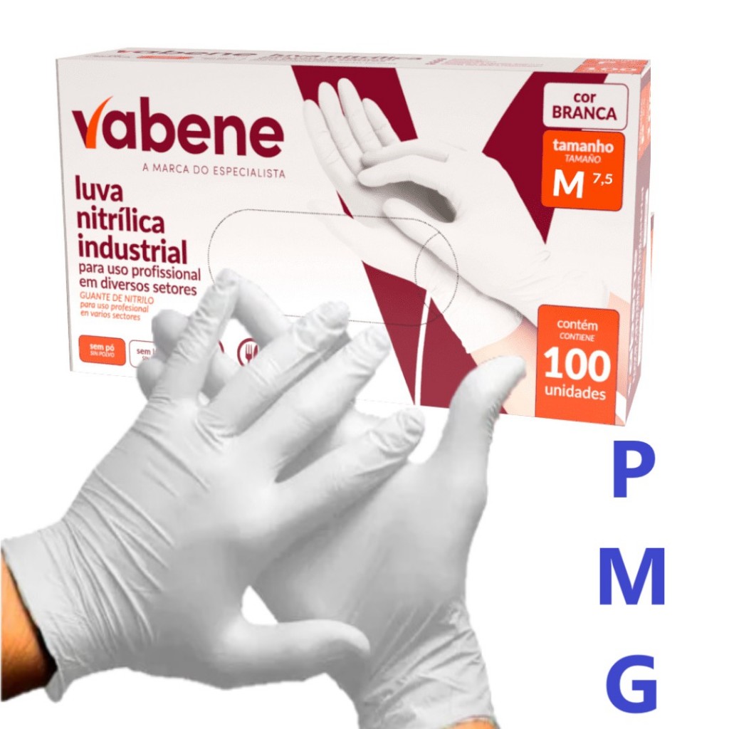 Luva descartável Nitrílica Branca sem pó antialérgica com certificado em Oferta na Shopee