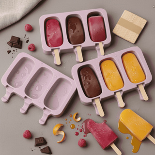Kit 1/2/3 Formas de Picolé Silicone Molde Sorvete Palitos  cavidades Picolé Com Tampa em Oferta na Shopee