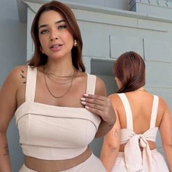 Top Sem Bojo Plus Size Justo Alças Grossas Modela Estica Cropped