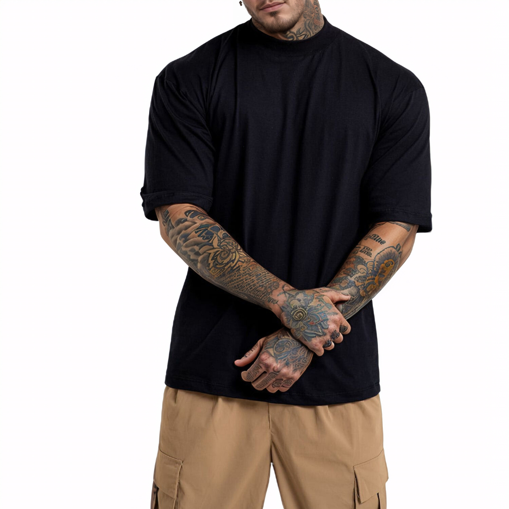 Camiseta Oversized Padrão Americano Camisa Streetwear Gola Canelada 3cm Varias Cores