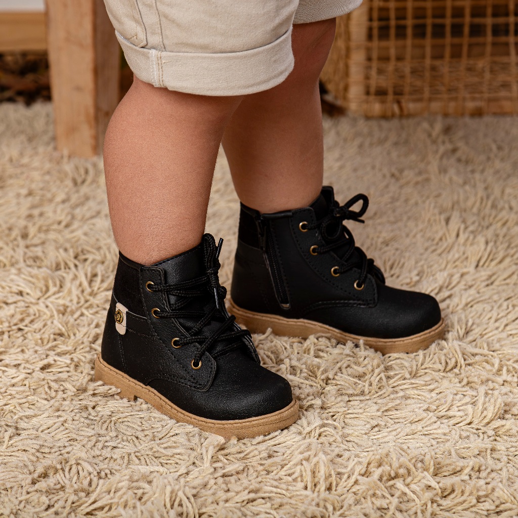 Coturno Infantil Menino Grugui Calce Fácil Masculino Zíper Festa Escolar Macio Leve Botinha