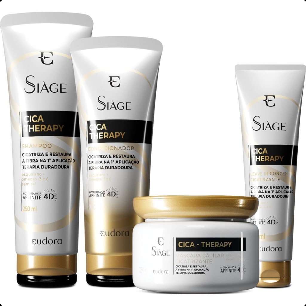 LINHA COMPLETA EUDORA SIAGE CICA-THERAPY - SHAMPOO, CONDICIONADOR, MASCARA, LEAVE-IN, REFIL