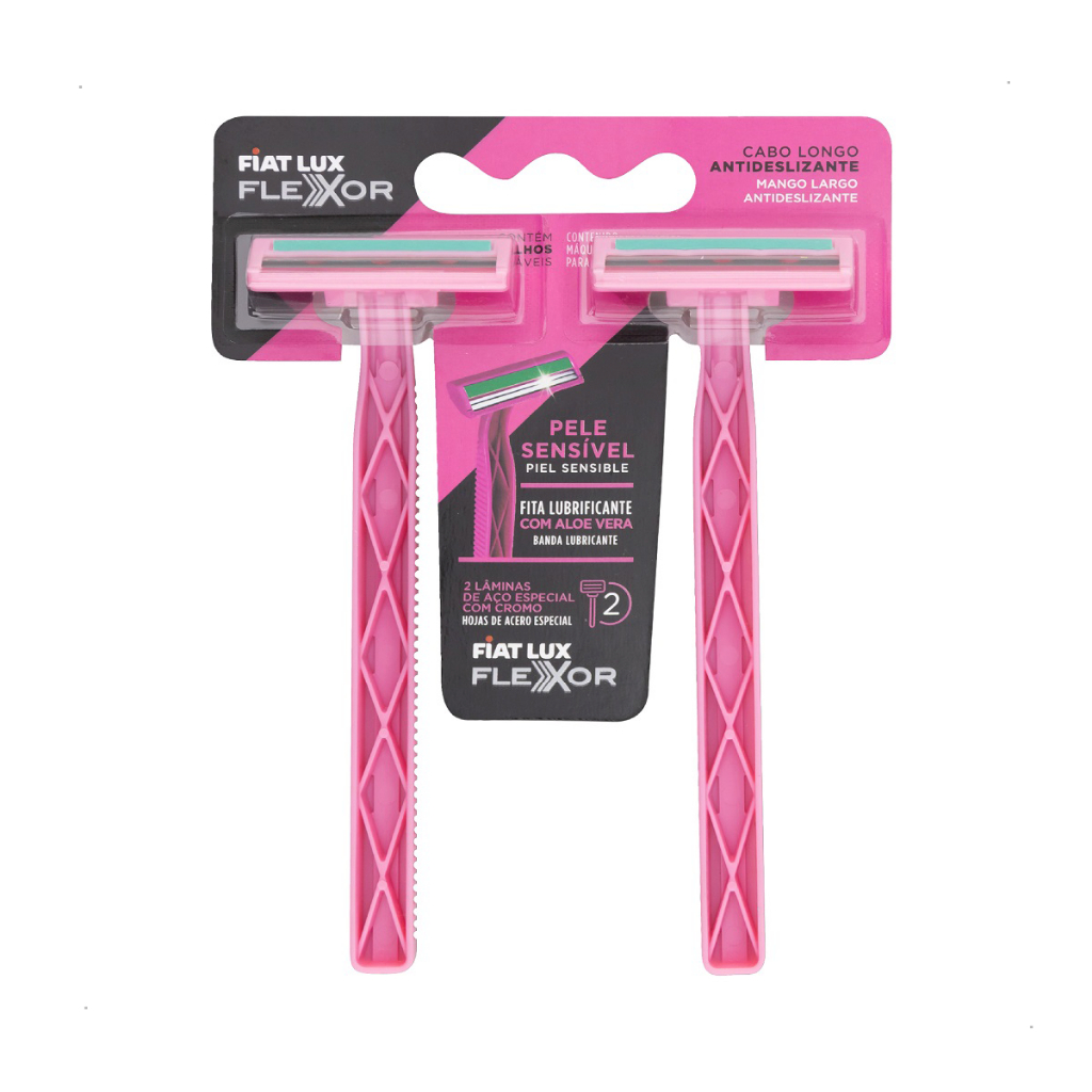 Prestobarba Aparelho de Depilar Feminino 2 lâminas com 2 unidades Rosa cabo longo