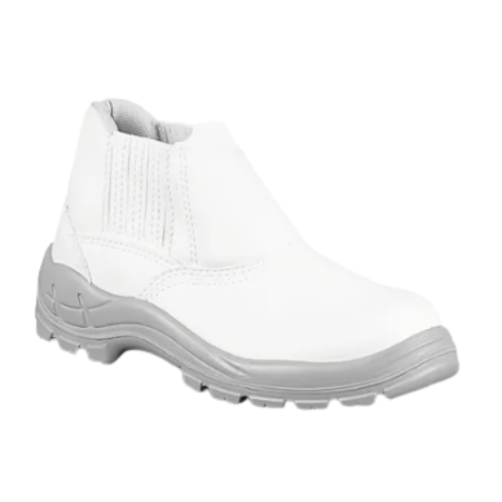 Botina Bota Branca Elástico Microfibra Bico de Plástico PU Bidensisade Segurança Confortável HESM