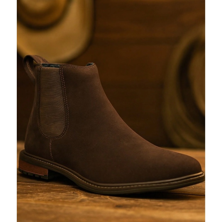 Botina Chelsea Colorado Casual Masculina Couro Legítimo Nobuck Promoção