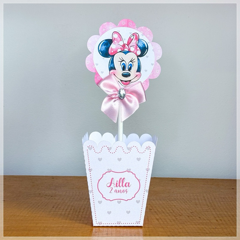 CENTRO DE MESA PEGUE E MONTE  Personalizado Minnie Rosa| Kit Festa Infantil | Lembrancinhas | Personalizados