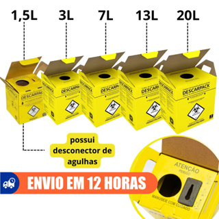 Caixa Coletora Para Material Perfurocortante 1,5L  3L 7L 13L 20L Descarpack em Oferta na Shopee