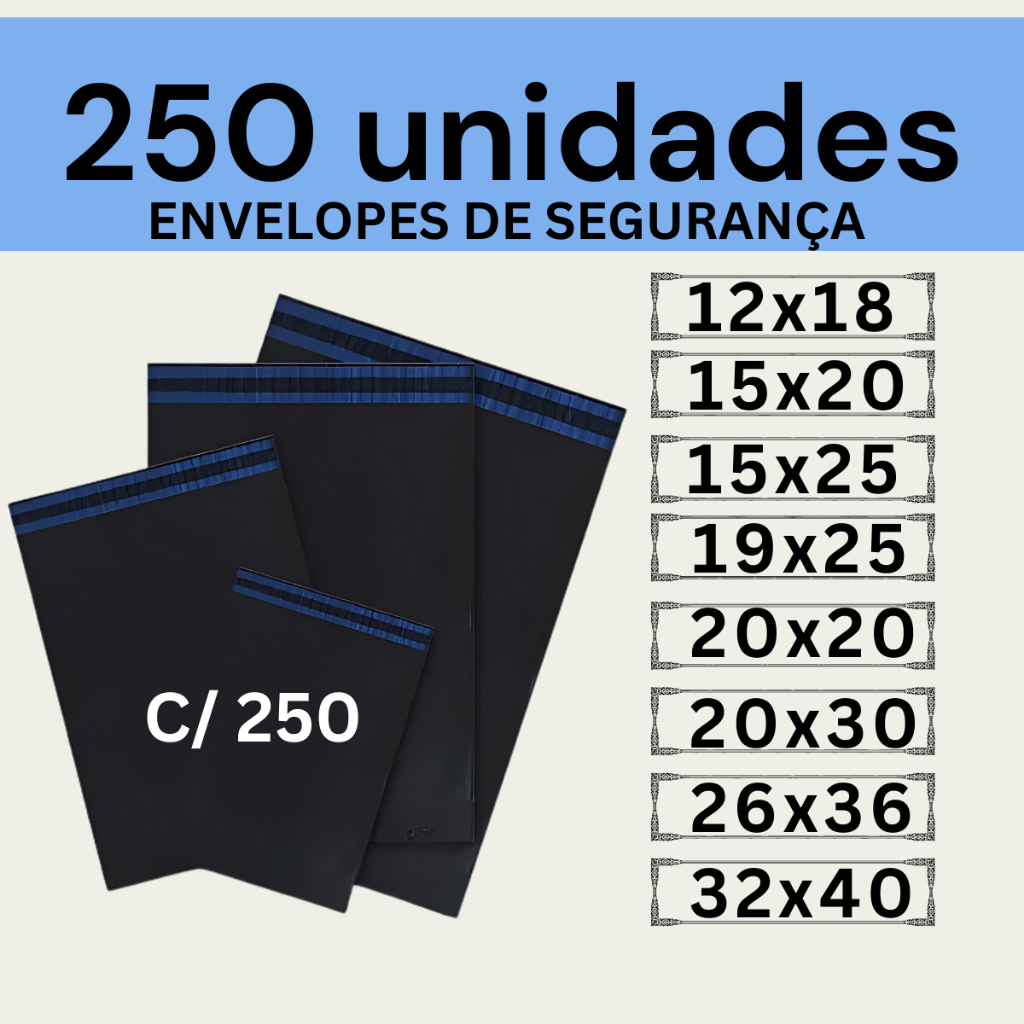 Kit 250 Embalagem Envelope de Segurança Envio Correio Ecommerce em Oferta na Shopee