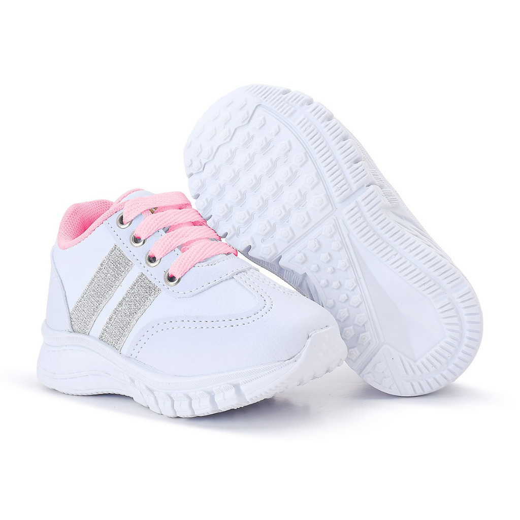 TENIS Infantil MENINA BRANCO/ROSA Batizado 20 /27 Pockey  DIRETO FABRICA Ref:051